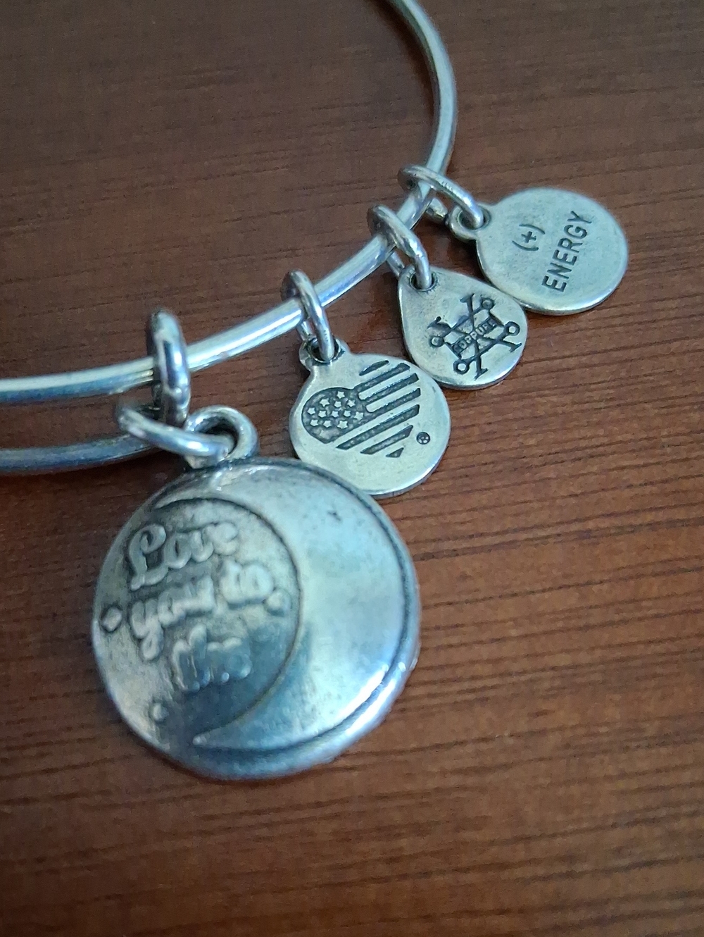 Silver Tone Charm Bangle Bracelet B202